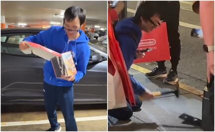 Influencer compra Nintendo Switch 2 en preventa y lo destruye en la calle; video se viraliza en TikTok