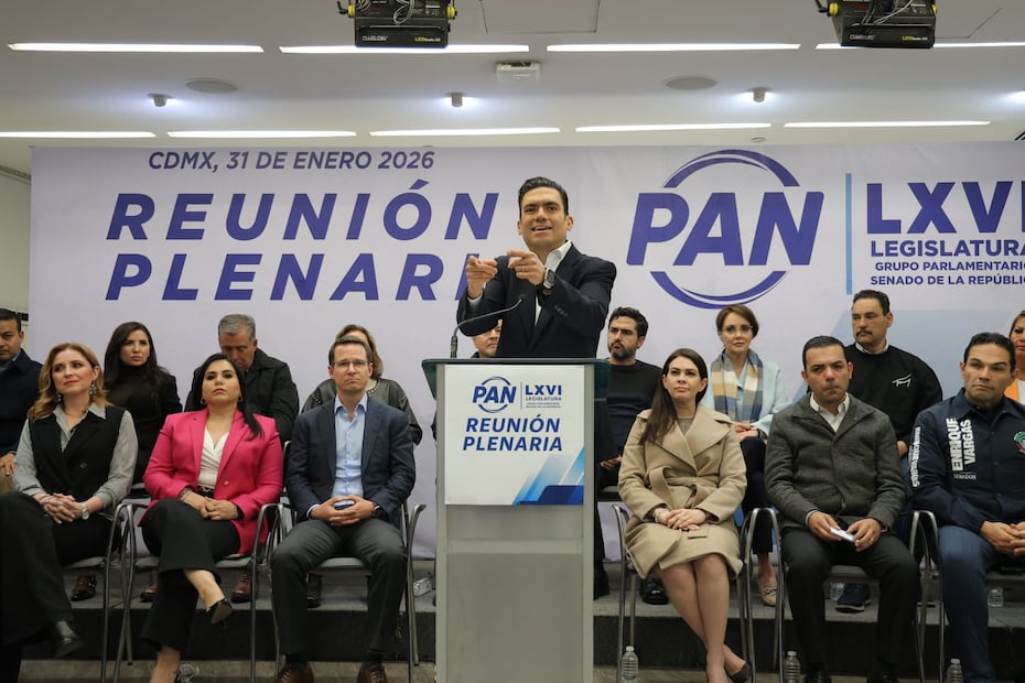 Jorge Romero, dirigente nacional del Partido Acción Nacional (PAN) en conferencia tras reunión plenaria en el Senado (31/01/2026). Foto: Gabriel Pano / EL UNIVERSAL