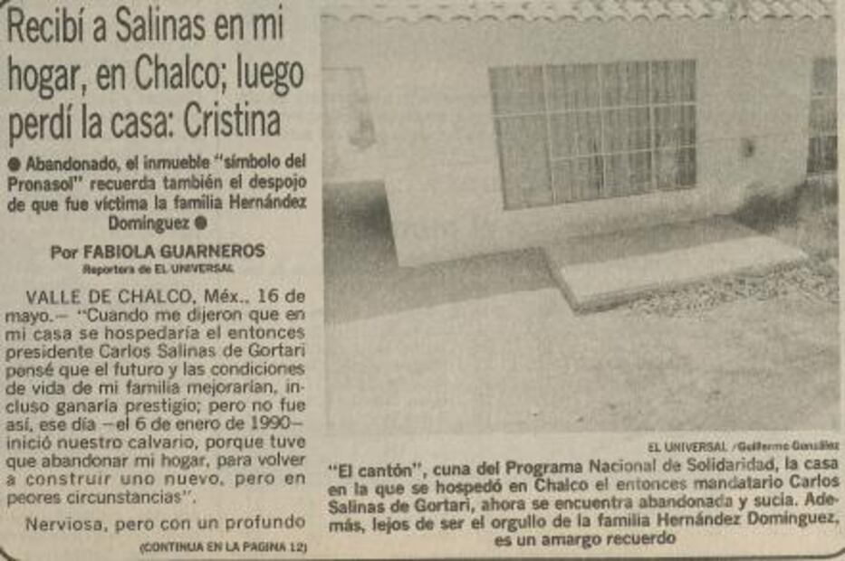 La casa donde Salinas dormía en Chalco