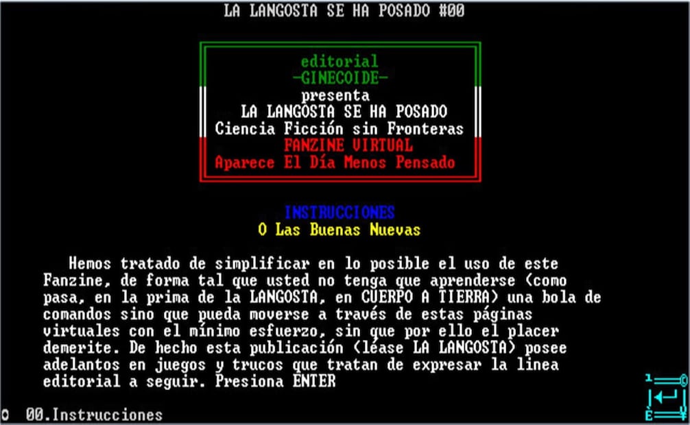 Instrucciones para acceder al contenido de “La Langosta se ha Posado”. Un fanzine guardado en un diskette que pasaba de mano en mano. Foto: ESPECIAL/LadoBe.