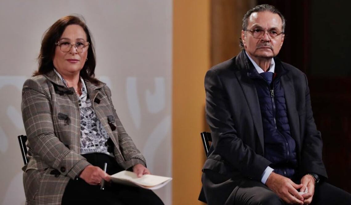 Rocío Nahle, secretaria de Energía y Octavio Romero Oropeza, director de Pemex. Foto: Diego Simón Sánchez