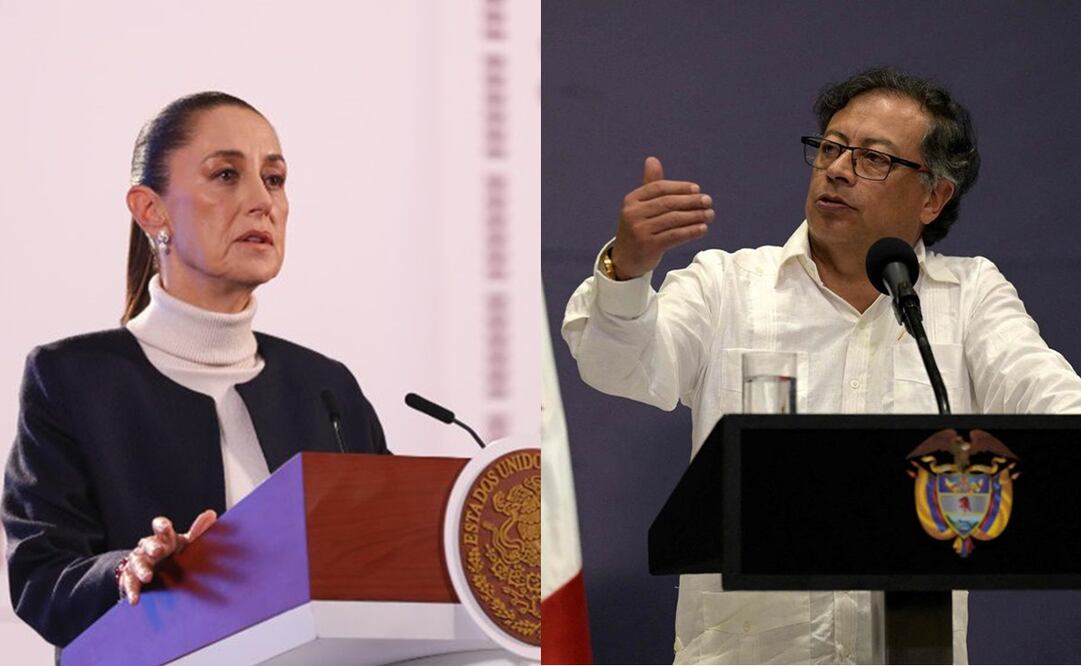 Claudia Sheinbaum, presidenta de México y Gustavo Petro, presidente de Colombia. Foto: Diego Simón / AFP