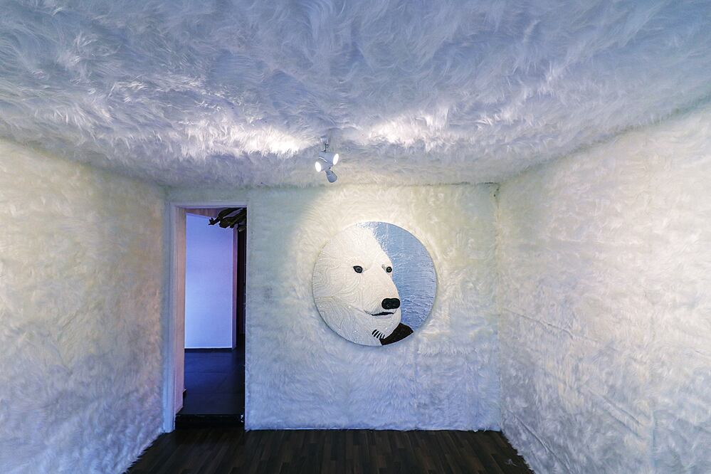 La expo muestra nueve cuadros, tres murales y una instalación. Foto: Cortesía Art Point Polanco