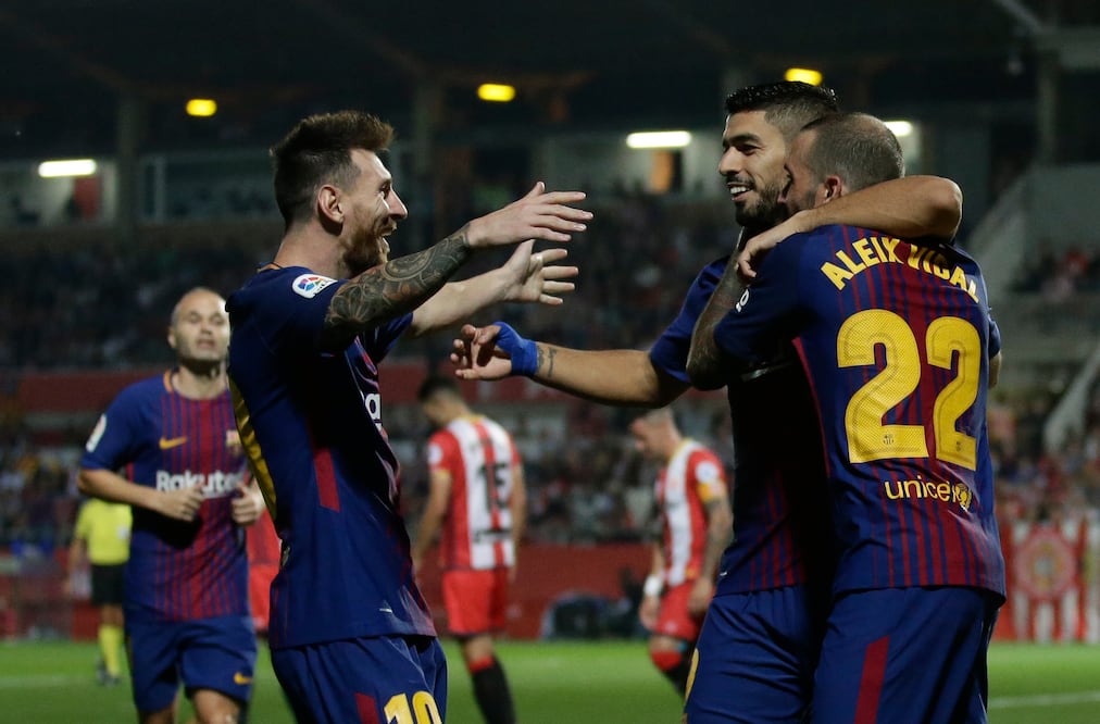 AP. Jugadores del Barcelona festejando el triunfo ante el Girona