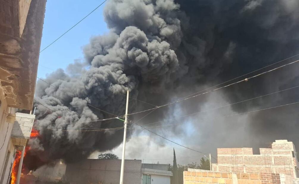 El incendio en un predio de Hidalgo provocó una densa columna de humo (04/04/2025). Foto: Especial