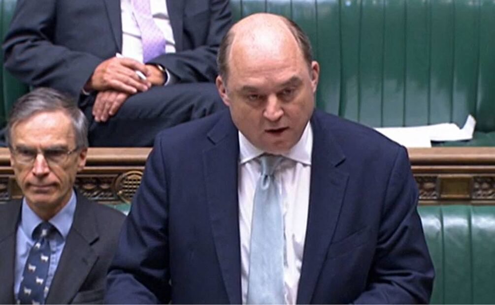 El secretario de Defensa de Gran Bretaña, Ben Wallace, hace una declaración sobre Ucrania ante la Cámara de los Comunes en Londres. Foto: AFP