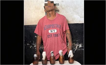 Detienen en Yucatán a un joven de 21 años con 5 bombas molotov; sujeto también portaba droga