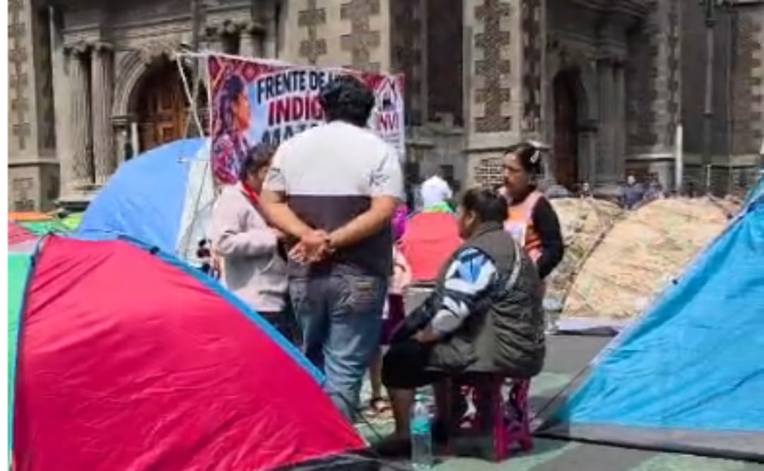 Frente de Lucha Indígena bloquean calle 20 de noviembre en Centro Histórico. Foto: Captura de pantalla