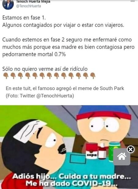 Tenoch Huerta se disculpa por haberse burlado de la letalidad del Covid-19