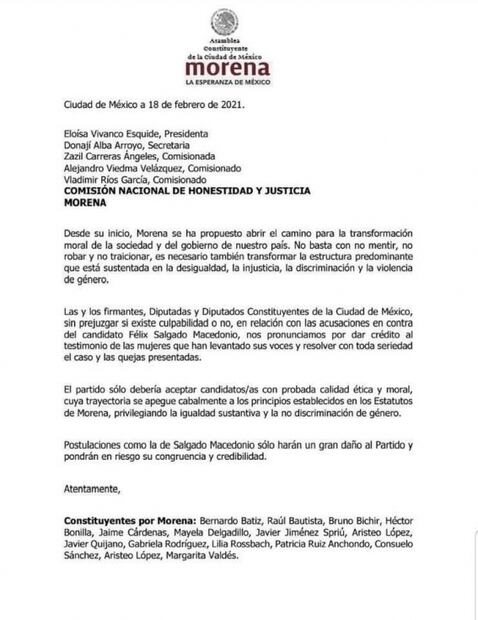 Diego Luna, Bruno Bichir y Héctor Bonilla piden frenar candidatura de Félix Salgado Macedonio