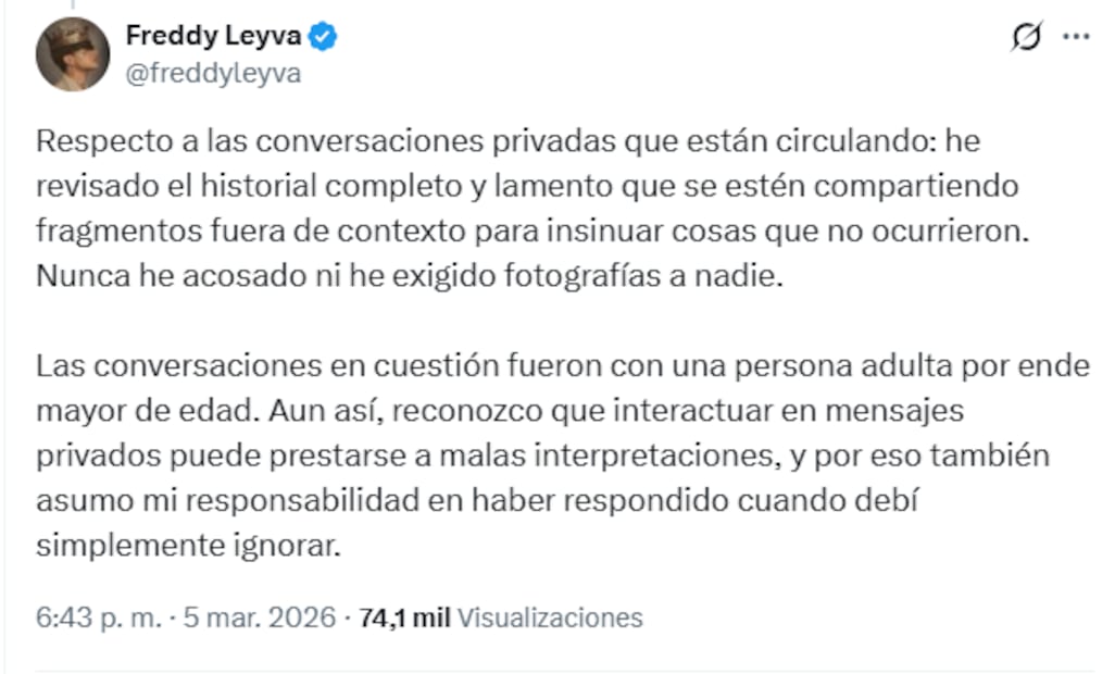 El cantante respondió a las recientes polémicas en su cuenta personal de X. Foto: Captura de pantalla X