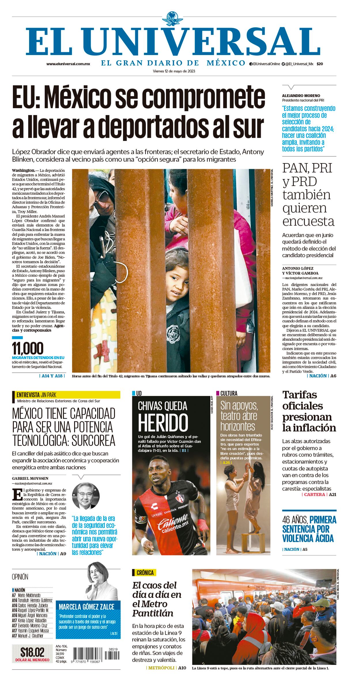 Portada impresa 12 de mayo de 2023