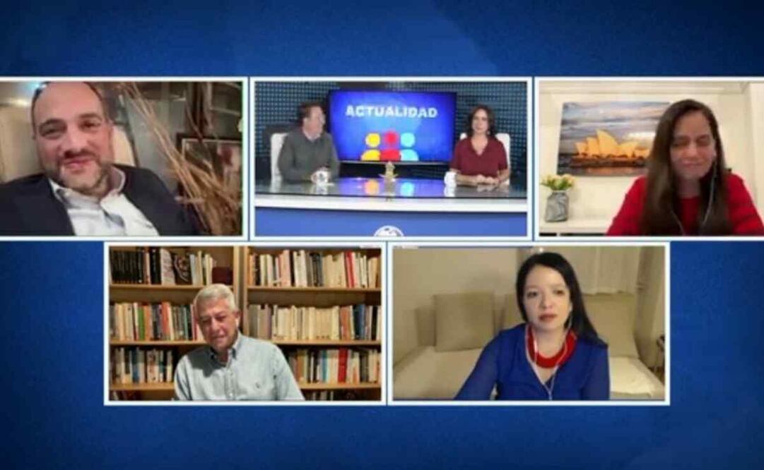 Con los de Casa con David Aponte, Director General Editorial de EL UNIVERSAL, junto con las columnistas Maite Azuela, Solange Márquez, Irene Tello Arista y los columnistas, Mario Maldonado, Luis Cárdenas y León Krauze. Foto: Captura de pantalla