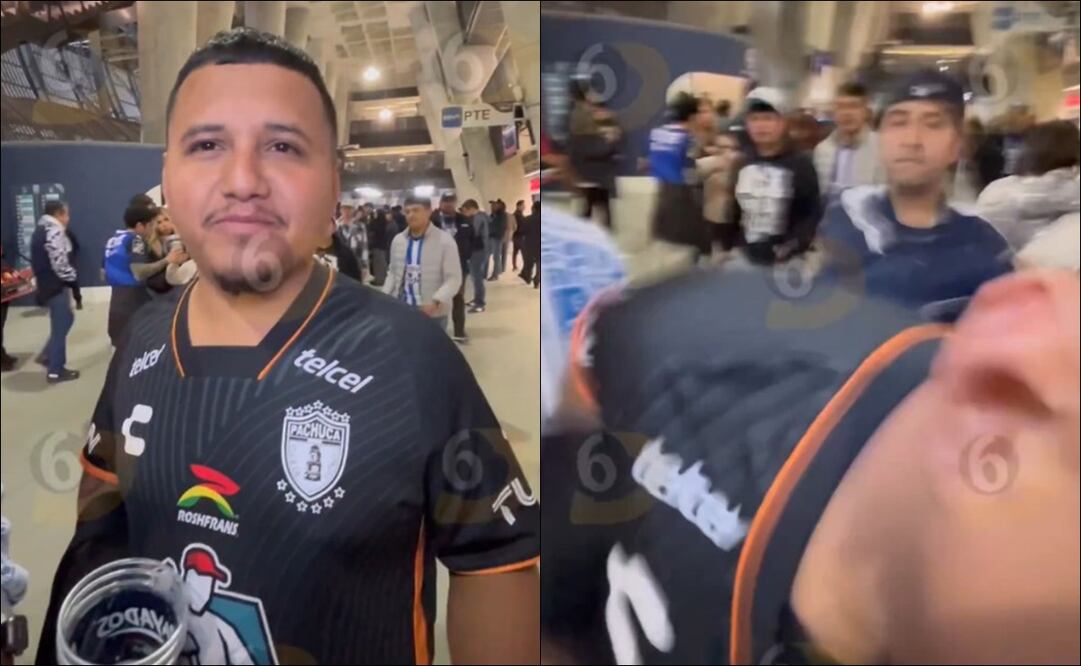 Aficionado de Pachuca fue golpeado en el estadio del Monterrey; ya fue identificado el agresor - Fotos: Capturas de pantalla