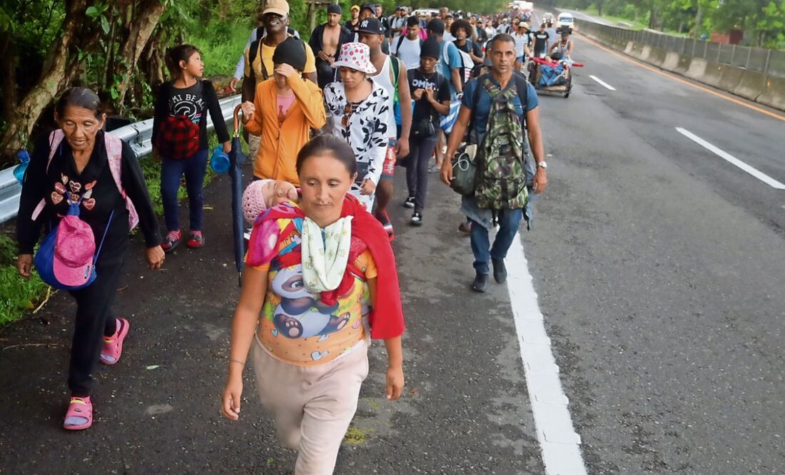 Este viernes, la caravana migrante denominada Éxodo de justicia avanzó 31 kilómetros, de la ciudad de Huixta a Escuintla. Foto: María de Jesús Peters / EL UNIVERSAL