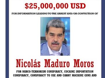 FOTO: Así es el cartel de la DEA donde ofrece recompensa de 25 mdd por captura de Maduro; recuerda que es el líder del Cártel de los Soles