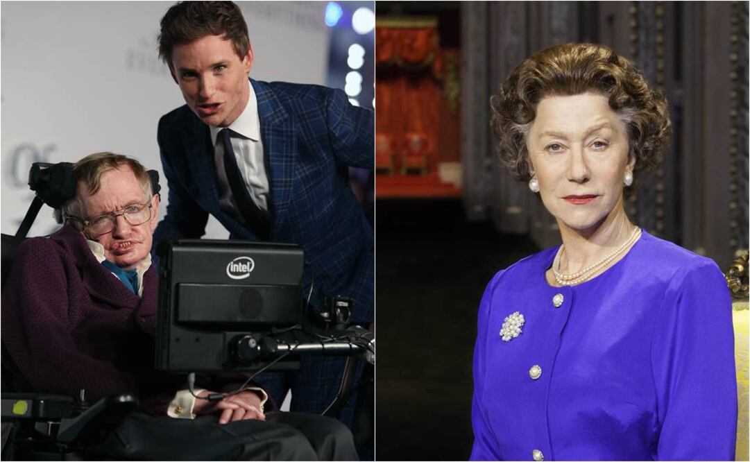 Eddie Redmayne interpretó a Stephen Hawking y Helen Mirren a la reina Isabel II FOTO: ARCHIVO