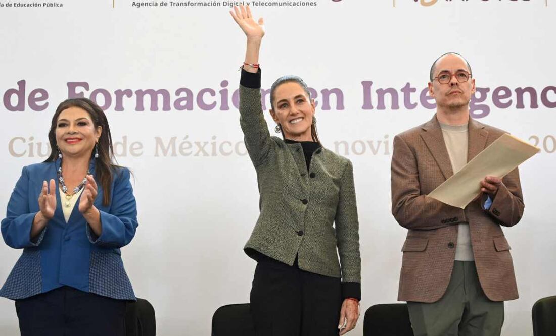 La presidenta Claudia Sheinbaum Pardo encabezó el anuncio del Centro Público de Formación en Inteligencia Artificial, en Tláhuac, Ciudad de México. Foto: Especial