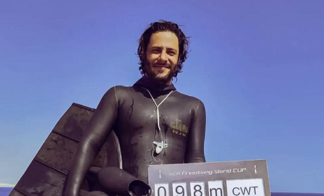 Cristian Castaño, apneista colombiano, fue atacado por un tiburón en el archipiélago de San Andrés. FOTO: CAPTURA