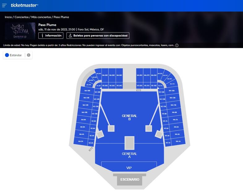 Venta concierto Peso Pluma. Foto: Ticketmaster