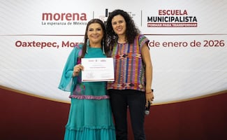 Clara Brugada acude al lanzamiento de Escuela Municipalista de Morena; "hablamos de cómo gobernar con visión humanista", dice