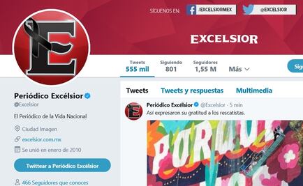 Coloca Excélsior crespón negro en su portal y redes sociales