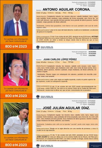 Reportan desaparición de dos empresarios y el hijo de uno de ellos en Pátzcuaro, Michoacán