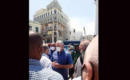 Presidente de Cuba, Miguel Díaz-Canel, llega al Hotel Saratoga tras explosión