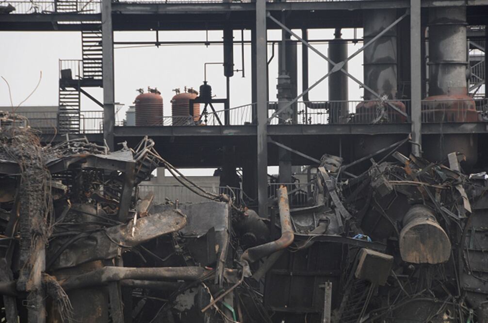 La fábrica, que produce materiales adhesivos, explotó el 31 de agosto en el condado de Lijin, en la provincia de Shandong (XINHUA)