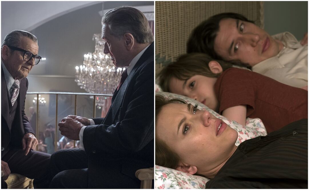 "El Irlandés" e "Historia de una matrimonio" suman 16 nominaciones al Oscar. Fotos: AP