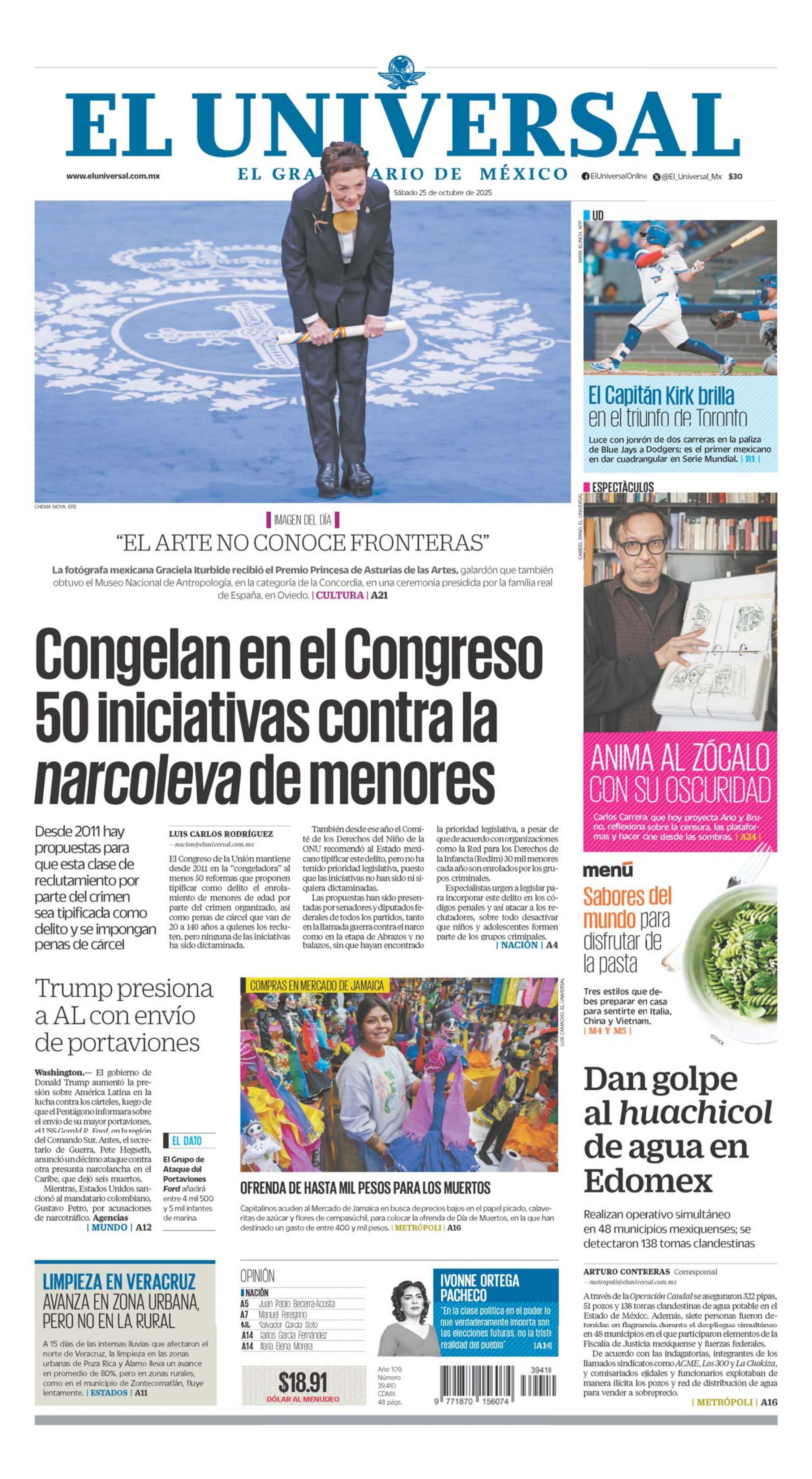 Portada impresa del 25 de octubre de 2025