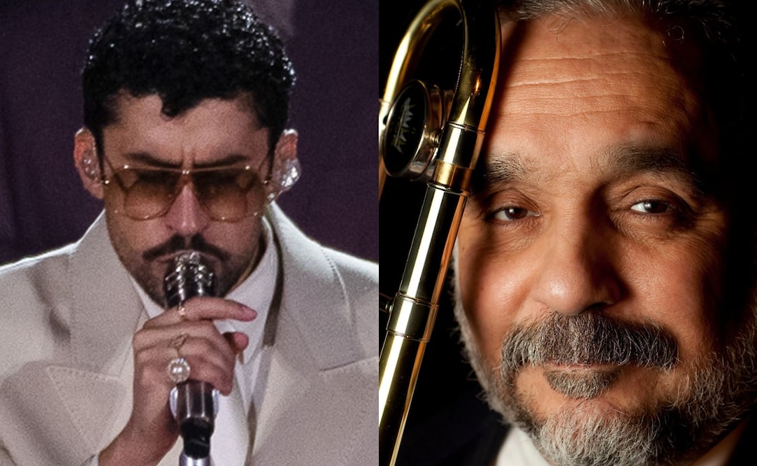 Willie Colón fue duramente crítico contra Bad Bunny y su show en el Super Bowl. Fotos: Adriana SPACA / AFP/AP Photo/Gregory Bull, File.
