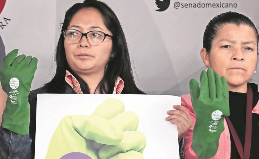 Derechos. Integrantes del Sinactraho y activistas acudieron al Senado para exhortar al Presidente a que envíe el convenio (ALEJANDRO ACOSTA. EL UNIVERSAL)