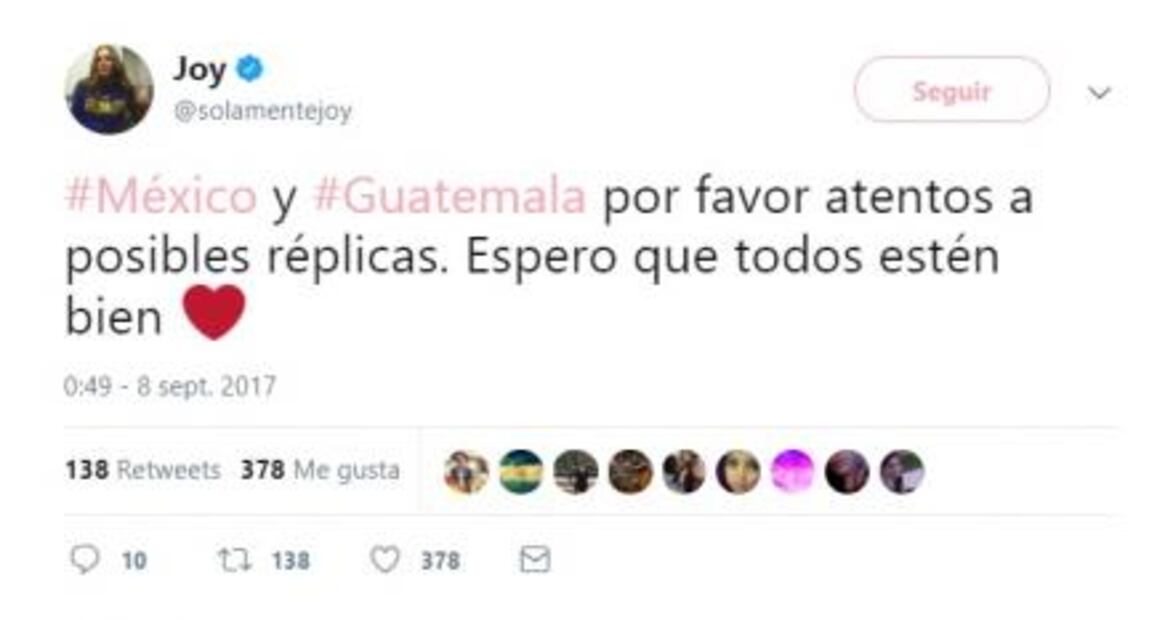 Famosos envían oraciones tras sismo en México