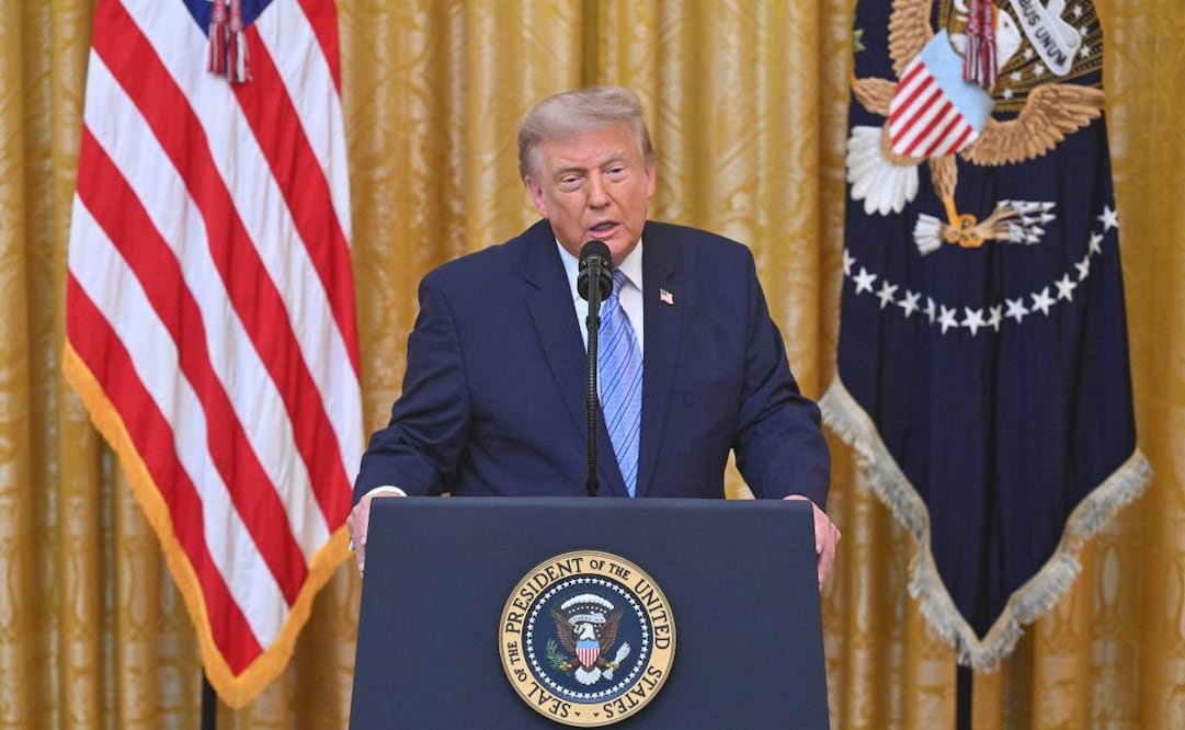 Donald Trump durante su discurso en el salón Este de la Casa Blanca. (16/07/26) Foto: AP