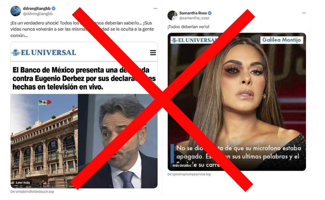 Publicaciones falsas usando la imagen de EL UNIVERSAL / Captura de pantalla