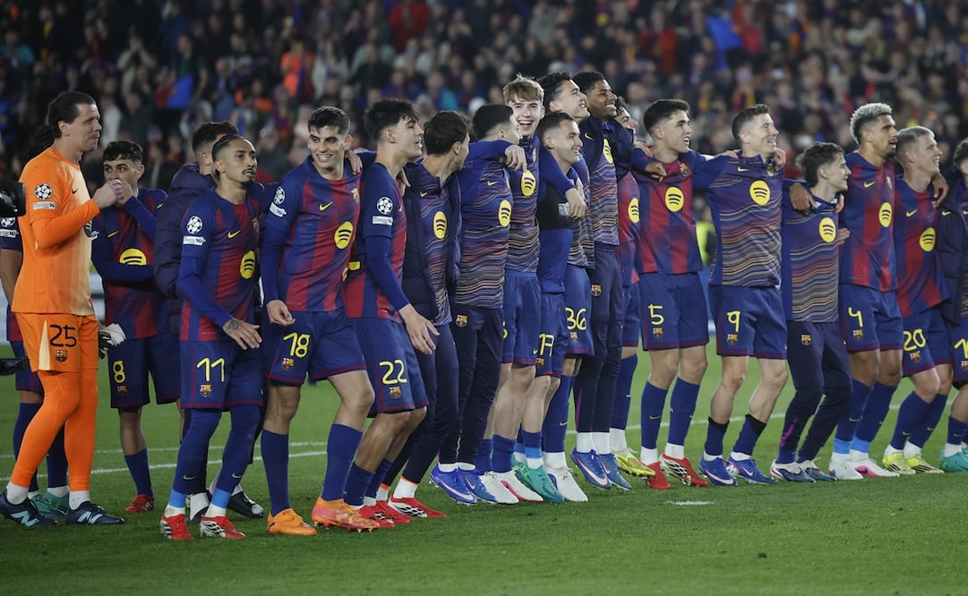 Barcelona celebra su pase a los Cuartos de Final de la Champions League. FOTO: EFE