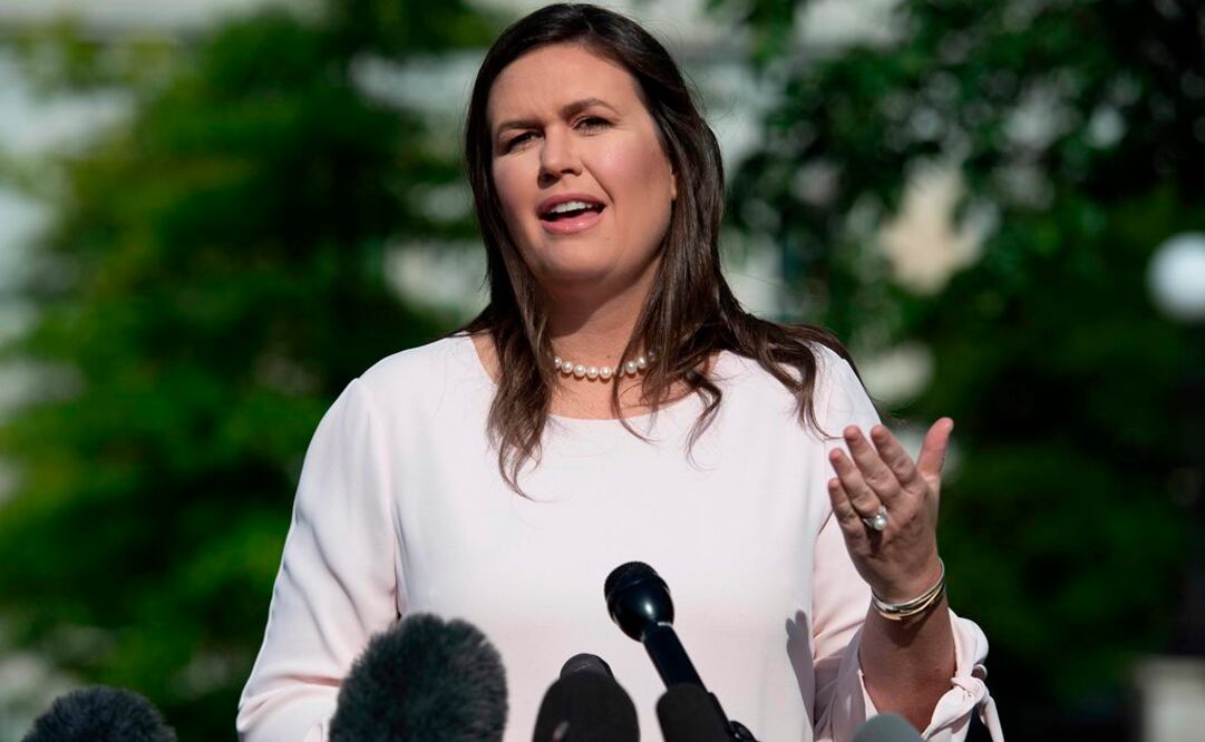 La portavoz de la Casa Blanca, Sarah Huckabee Sanders, desde la Casa Blanca (Foto: AFP)
