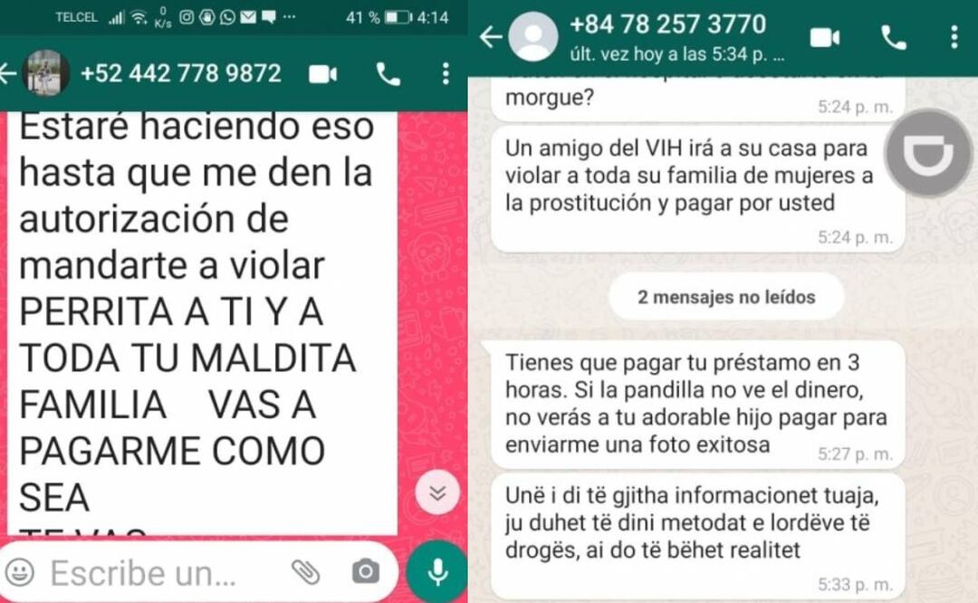 Foto: Especial/El Universal/ Mensajes de montadeudas a sus víctimas