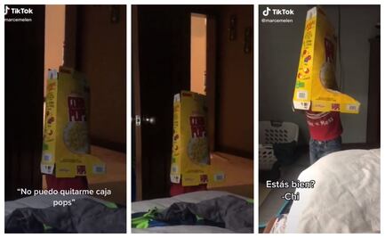 Tiktok: Niño se atora en caja de cereal y se vuelve viral