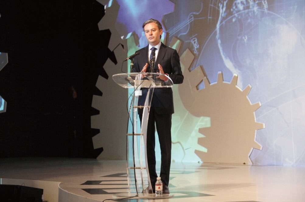 El secretario de Educación Pública, Aurelio Nuño, explicó la situación de las escuelas en el país durante la Reunión Anual de Industriales de la Concamin. (SEP)