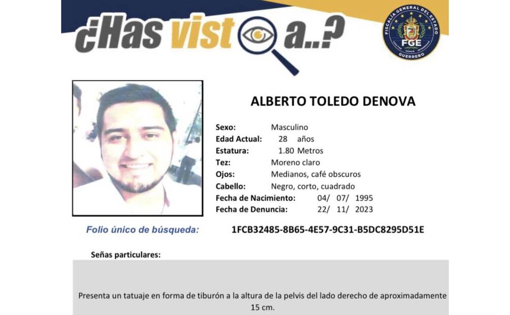 Buscan a Alberto Toledo Denova Foto: Especial