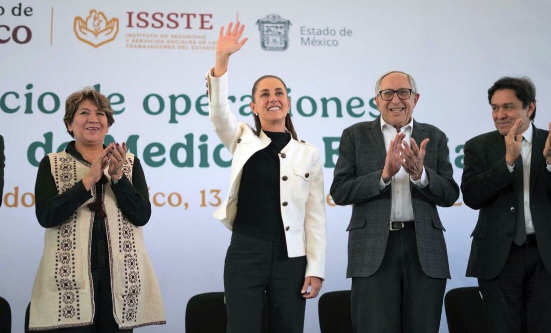 La presidenta Claudia Sheinbaum durante el inicio de operaciones de las Clínicas de Medicina Familiar del ISSSTE en Tecámac, Estado de México este jueves 13 de noviembre de 2025. Foto: Presidencia