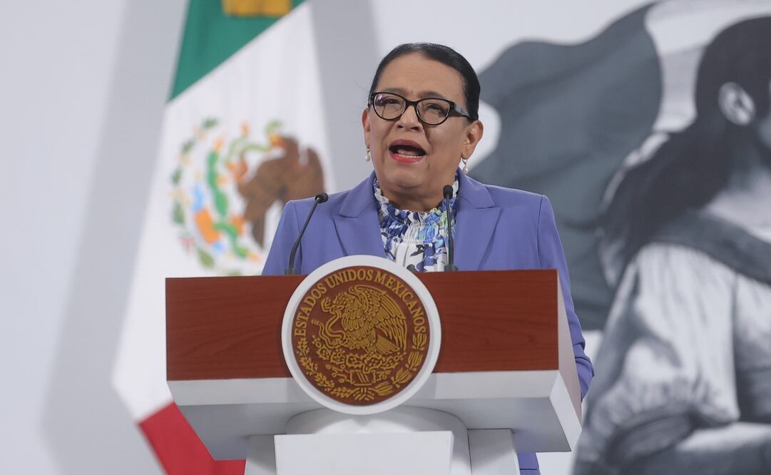 Conferencia mañanera de la secretaria de gobernación, Rosa Icela Rodríguez, en el Palacio Nacional. Foto: Gabriel Pano / EL UNIVERSAL