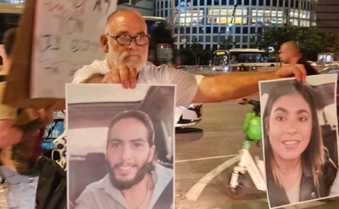 Benito Gritzewsky Sissa, padre de Ilana Gritzewsky, mexicana secuestrada por el grupo terrorista Hamas, en una protesta pacifica. Foto: Cortesía