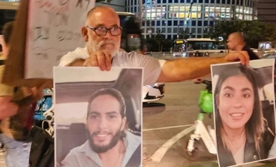 Benito Gritzewsky Sissa, padre de Ilana Gritzewsky, mexicana secuestrada por el grupo terrorista Hamas, en una protesta pacifica. Foto: Cortesía