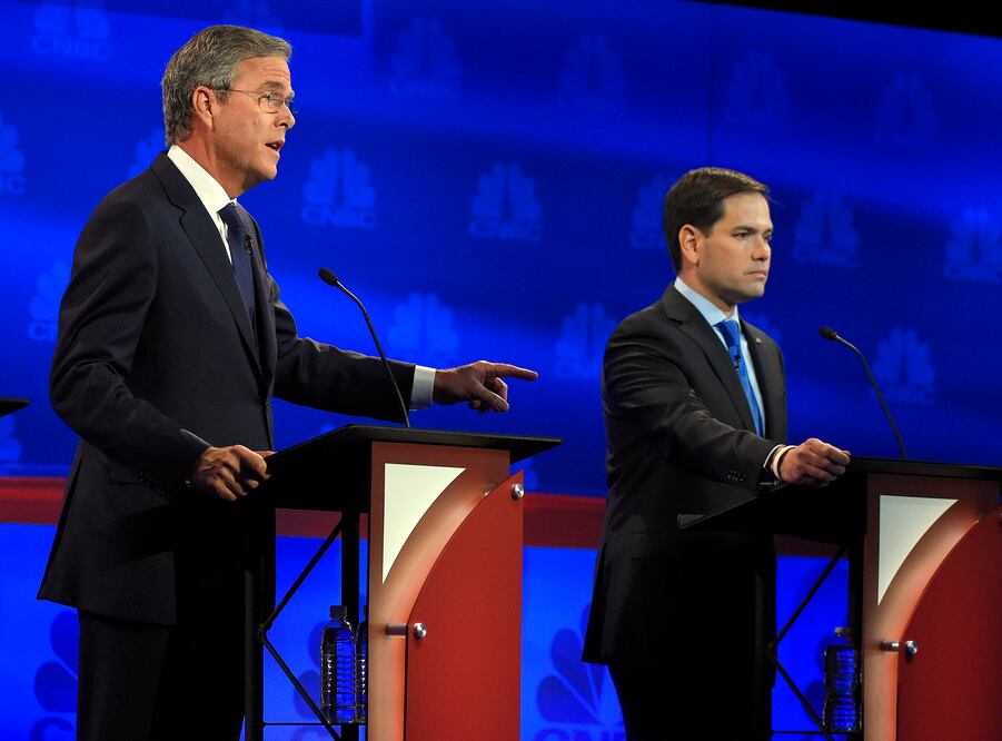 En la foto: Jeb Bush y Marco Rubio (AP)