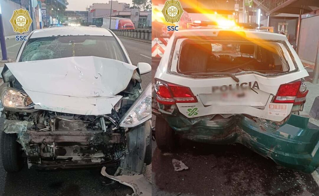 Policías locales detuvieron a un hombre que impactó su vehículo contra una unidad oficial estacionada. Foto: Especiales