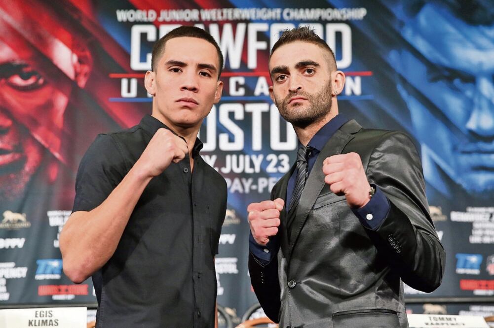 El sonorense (izq.) y el argentino disputan el vacante fajín pluma OMB (TOP RANK)