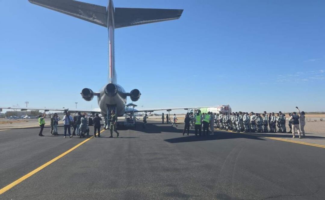 Los elementos de la Guardia Nacional en Sonora, serán distribuidos en San Luis Río Colorado, Nogales, Sonoyta, Naco, Agua Prieta y Sásabe (04/02/2025). Foto: Mesa Estatal de Seguridad